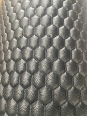 Black Egg Quilted Black Stitch Vinyl Upholstery Automotive Foam Backed Fabric