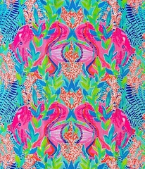 ~ Lilly Pulitzer Fabric Dobby Cotton – Multi Reflector 18”x26” # 150