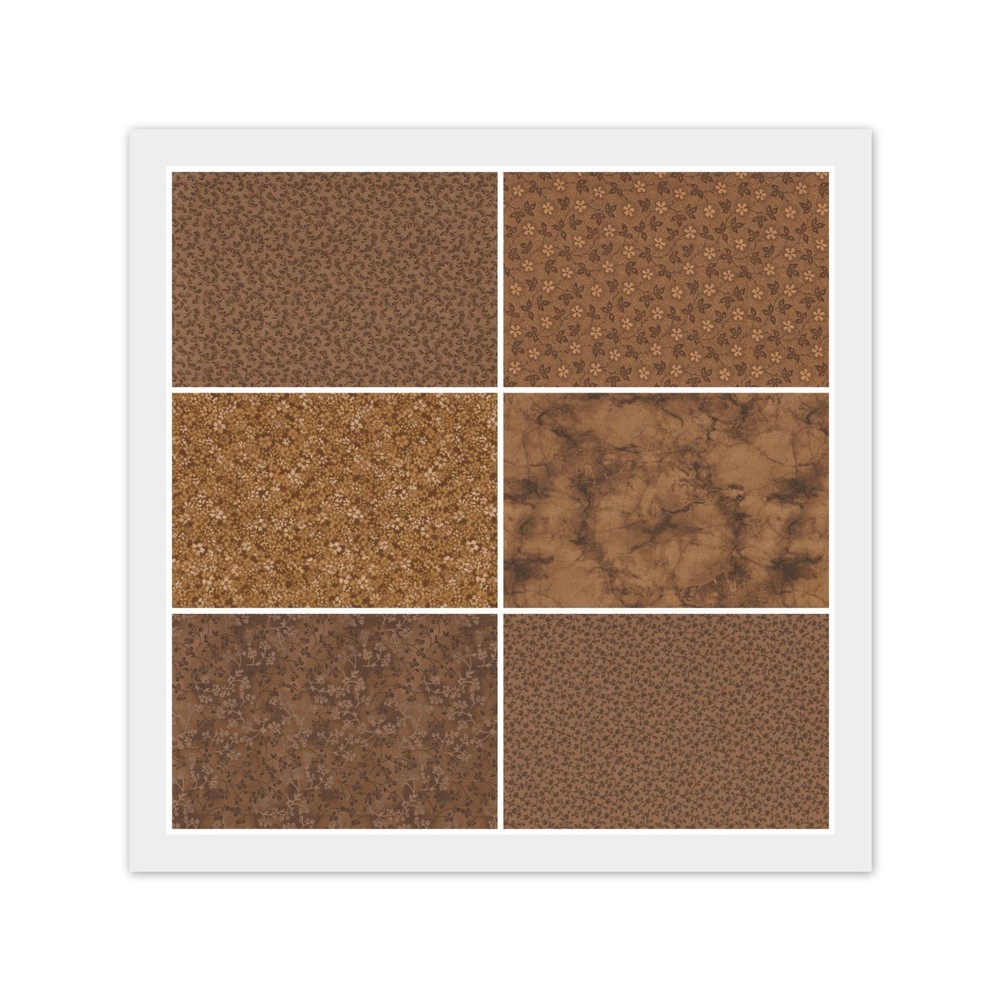 Brown Golden Brown FAT QUARTERS: 6) 18″ x 22″ FQ Bundle, 100% Cotton Fabric