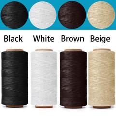 HILELIFE 568 Yards 2 PCS 150D 0.8mm Waxed Thread for Leather Sewing, black