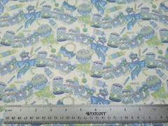 Baby Sprinkles BTY Nicole Tamarin Quilting Treasures Green Blue on Yellow