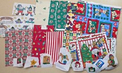 1 lb Vintage Christmas Fabric Remnant Bundle Quilt Craft Sewing Lot fat quarters