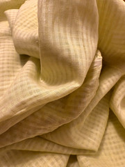 Yellow Linen Fabric Yarn Dyed Check Textured Light 55” Wide By Yard