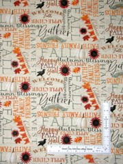 Happy Fall Autumn Sunflowers Family Words Cotton Fabric Believe 3 Wishes Yard