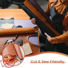 KUUP Soft PU Litchi Grain Faux Leather Fabric, 54″ x 12″, Waterproof Vegan Sy…