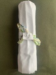 White Fabric. Semi-transparent. Unknown Material. 2 Yards 11” X 54”