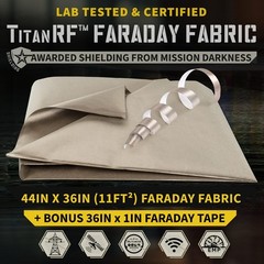 Faraday Fabric Kit 1 Yard 44″ W x 36″ L Fabric + 36″ L Tape Military Grade …