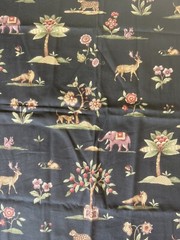 Kingsway Fabric Sharma Tropical Animal Elephant India Black 35”x54”Cotton