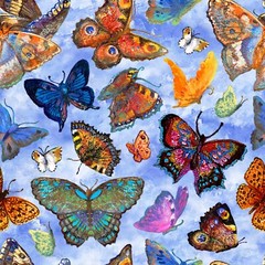 Love is All Around Beauty In Flight Blue Butterflies BTY 44″ Wide