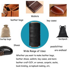HILELIFE 568 Yards 2 PCS 150D 0.8mm Waxed Thread for Leather Sewing, black