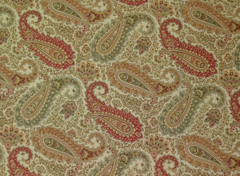 RICHLOOM SALISBURY TEABER CREAM BEIGE PAISLEY MULTIUSE FABRIC BY THE YARD 54″W