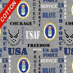United States Air Force Heather Cotton Fabric – 44″ Wide – Sold by The Yard