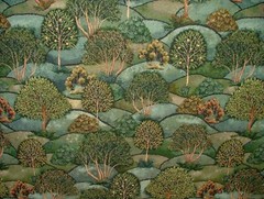 Green Meadow Tree Tapestry Fabric Curtain Upholstery Cushion Blanket Throws Use