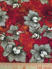 Red floral Printed spandex stretchable Fabric wrinkle resistant 60” W Sold BTY
