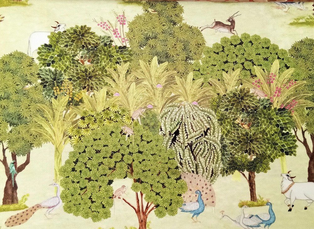 Green Pastures Cotton Fabric By The Yard, Printed Cotton Fabric, Upholstery
