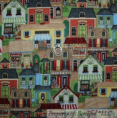 BonEful Fabric FQ Cotton Quilt Town House Cottage Farm STAR Home School Antique