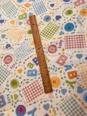 VTG NEW Yellow BABY Flannel Fabric Pink Blue Green Gingham Buttons Novelty 2 YDS