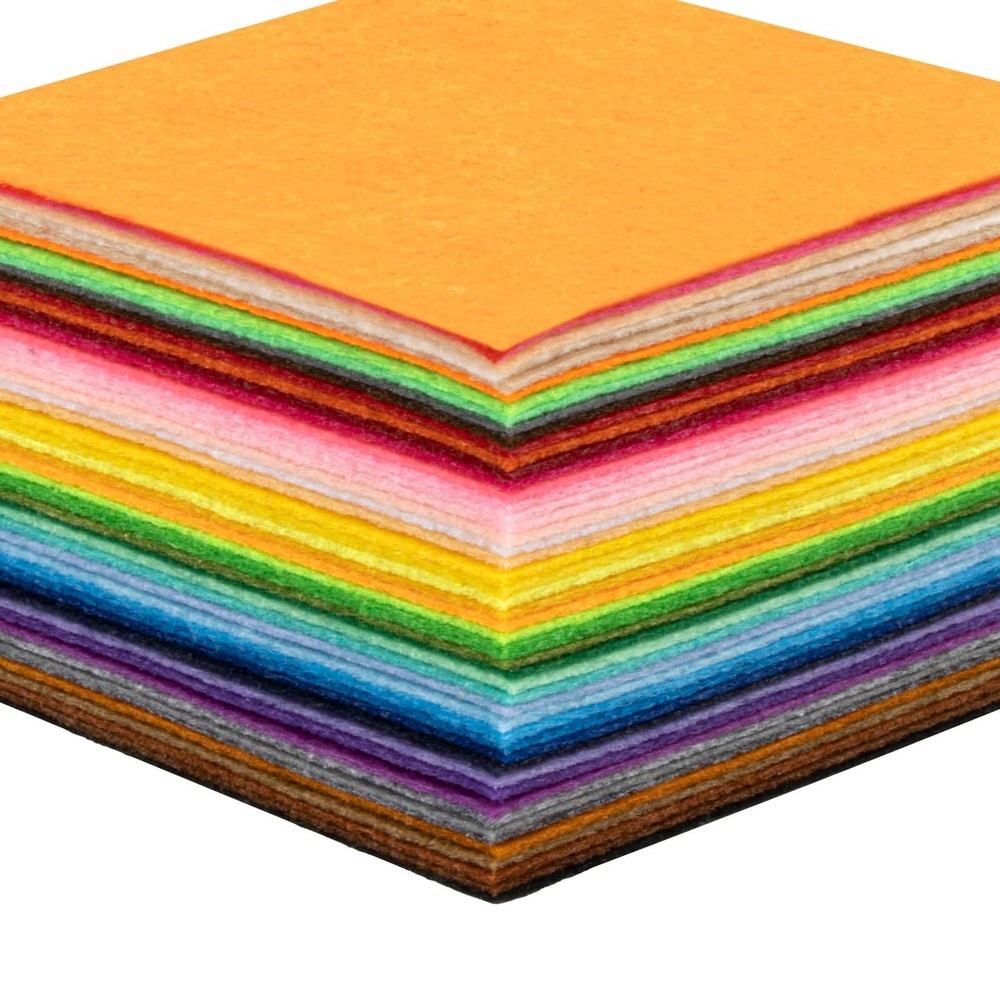 100PCS Colored Felt Sheets – 3.7 X 3.7 Inches & 1Mm Thick Non-Woven Fabric for D