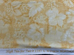 By 1/2 Yd Northcott Yellow Tone on Tone Leaves Flowers Fabric “High Tea For Two”