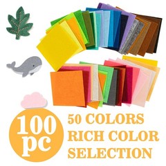 100PCS Colored Felt Sheets – 3.7 X 3.7 Inches & 1Mm Thick Non-Woven Fabric for D
