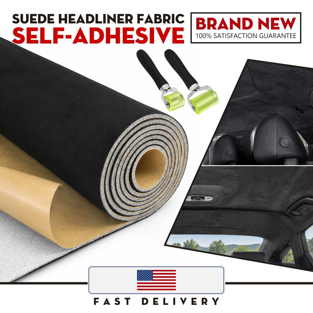 3mm 19″x78″ Self-Adhesive Suede Auto Ceiling Fabric Headliner Kit with Tools