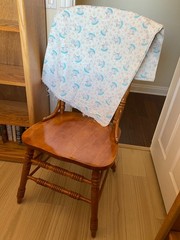 BABY NURSERY FABRIC~Rocking Horse~WHITE BLUE ORANGE~Floral Dots Squares~43×147~
