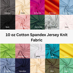 FabricLA 10oz Cotton Spandex Jersey Knit Fabric by The Yard 58/60″ Inches Wide