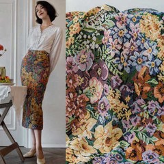 Yellow Daffodil Floral Vintage Jacquard Tapestry Upholstery Indoor Decor Fabric
