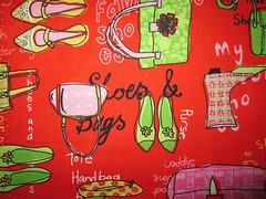 DIVA PURSES SHOES HAND BAGS PURSE RED COTTON FABRIC FQ
