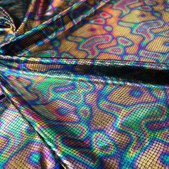Spandex Fabric Stretch Multicolor Litmus Pearl Hologram by Yard for Swimwear