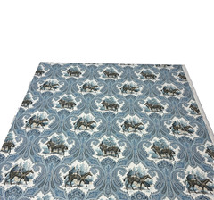P KAUFMANN JOCKEY CLUB SAPPHIRE BLUE HORSE TOILE MULTIUSE FABRIC BY YARD 54″W