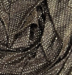 3 Yard Gold Black Shiny Two-Tone Knit Confetti Dot Sequins Fabric 44” Wide