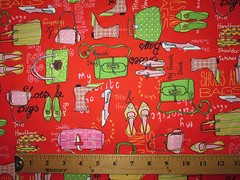 DIVA PURSES SHOES HAND BAGS PURSE RED COTTON FABRIC FQ