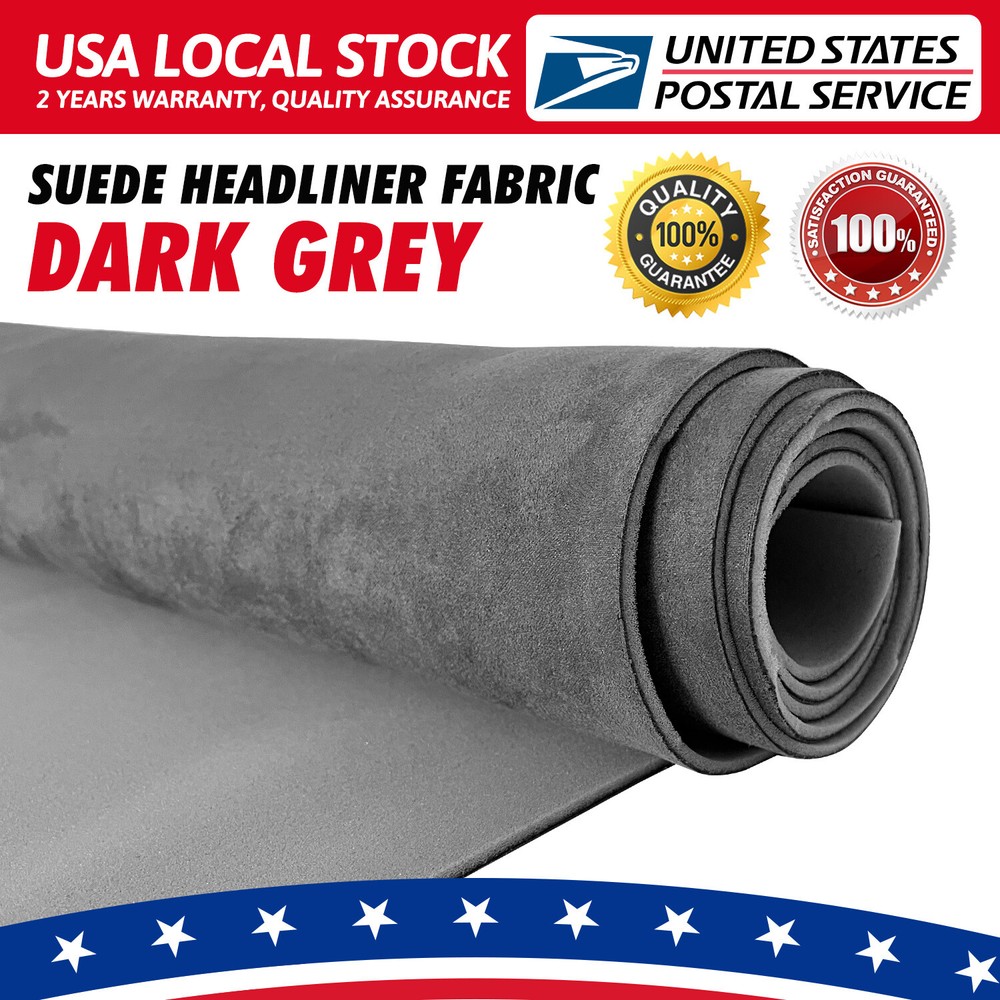 Grey Suede Headliner Fabric Material 80″x60″ Car Interior Roof Liner Upholstery