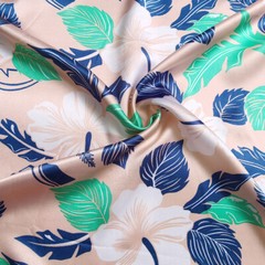 By Yard Satin Charmeuse Fabric Vintage Flower Dress Shirt Scarf Material