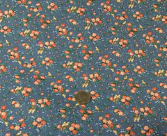 Vtg Allover Floral Print Fabric With Birds Cranston VIP Print Pink Tan Blue BTY