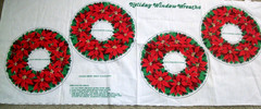 Vintage Holiday Window Wreaths Cut & Sew Cotton Panel