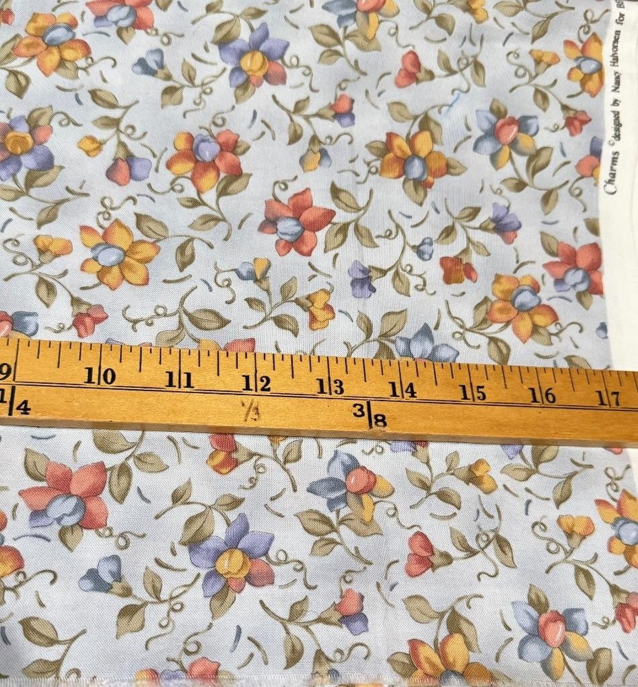 Charms Benartex Fabric Blue Multi Floral Quilting Cotton 2-1/3 yards 42″ Wide