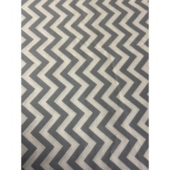 Chevron Fabric 2 Yards Grey White Zigzag Print 44 Inch Width Modern Cotton Craft