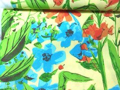 Floral Outdoor Fabric Orange Blue Yellow Green Blooms Deck Cushion 4 Yard Lot