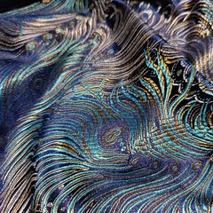 Brocade Fabric Viscose 29″ Wide Yarn Dyed Peacock Feather Designer Material