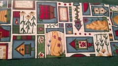 Fabric Marcus Bros “Country Life” Cat Birdhouse Garden Flower 8″ x 30″ $2.55