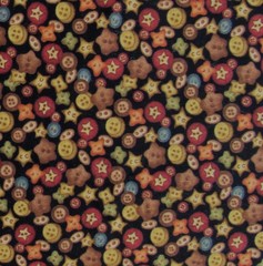 1/2 yd A YEAR TO CROW ABOUT Buttons Jacqueline Paton Red Rooster Fabric #23087