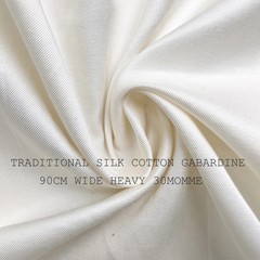 Heavy 30 Momme Silk Cotton Gabardine Fabric Silk Greige Piece With Black Spots