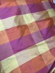 Dupioni Stripes 100% Silk Fabric 54″ Wide, (502 )Sold By Yard Orange/pink/yellow