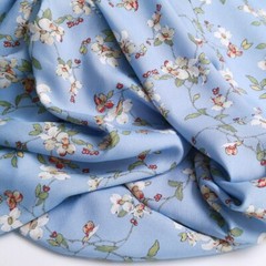 1Yard X 1.4meter Blue Elegant Floral Viscose Material Fabric For Dress Shirt