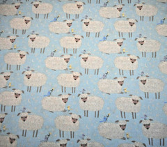 Nursery Fabric 1 1/8+ Yard White Sheep on Lt Blue Baby Benartex Premium Cotton