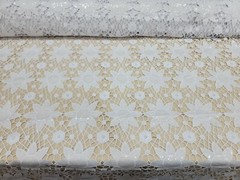White Guipure Lace Floral Flowers Fabric By The Yard Embroidery Clear Sequin