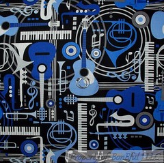 BonEful Fabric FQ Cotton Quilt Navy Blue Airplane USA Military Ticking Stripe US