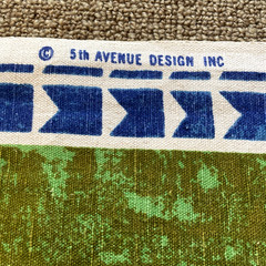 VTG 60s 5th Avenue Design Screen Printed Fabric Mid Century Modern 56 x 50 Blue